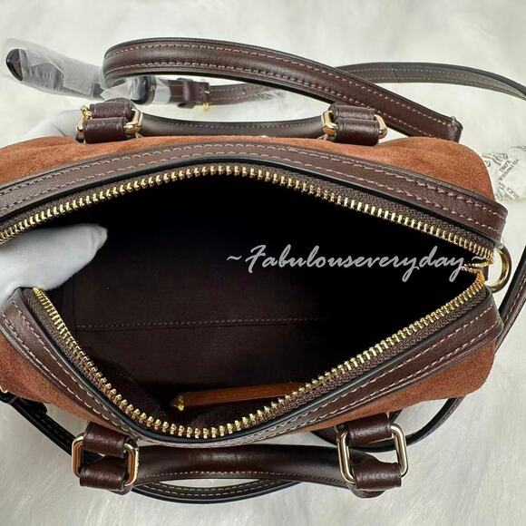 Coach Mini Rowan Crossbody Bag In Suede/Vintage Brown CCF29 NWT - Picture 6 of 9